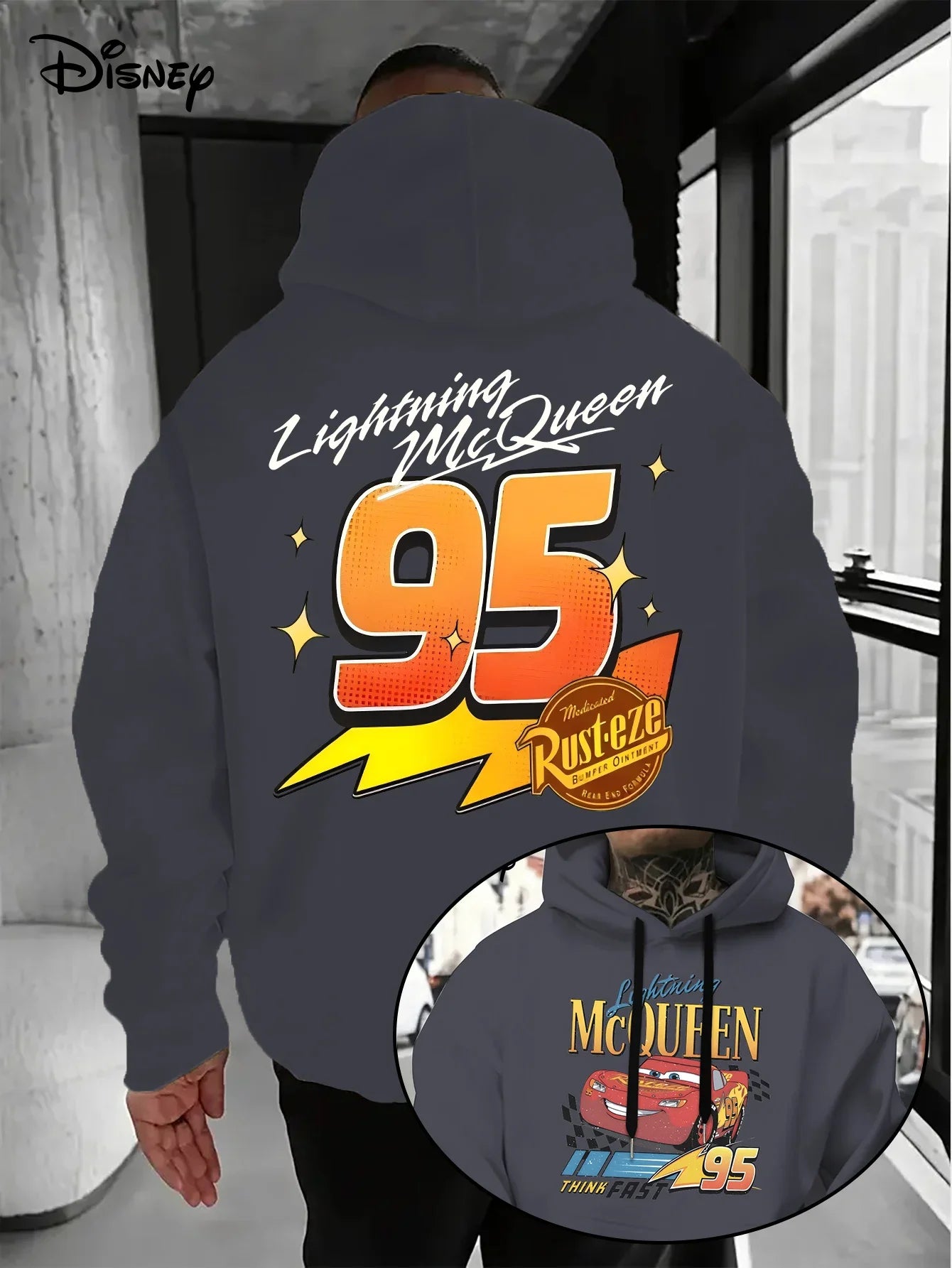 Disney Cars Lightning McQueen Men's Hoodie Autumn Winter Casual Unisex Pullover Sweatshirt Tracksuit Clothing Hoody Oversized