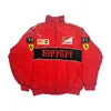 Customizable F1 Racing Suit Inspired Men's Winter Jacket Coats Embroidered Ferraris Team Loose Casual Riding Moto Suit Cotton