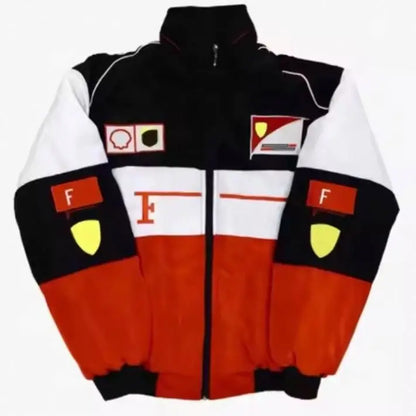 Customizable F1 Racing Suit Inspired Men's Winter Jacket Coats Embroidered Ferraris Team Loose Casual Riding Moto Suit Cotton