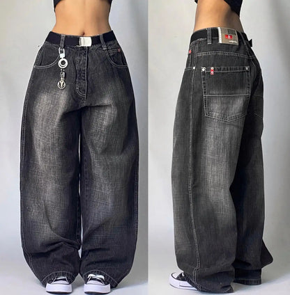Streetwear New Fashion Oversized Print Baggy Jeans Y2K Harajuku Hip-hop Vintage Pop Gothic High Waist Wide-leg Pants Trousers