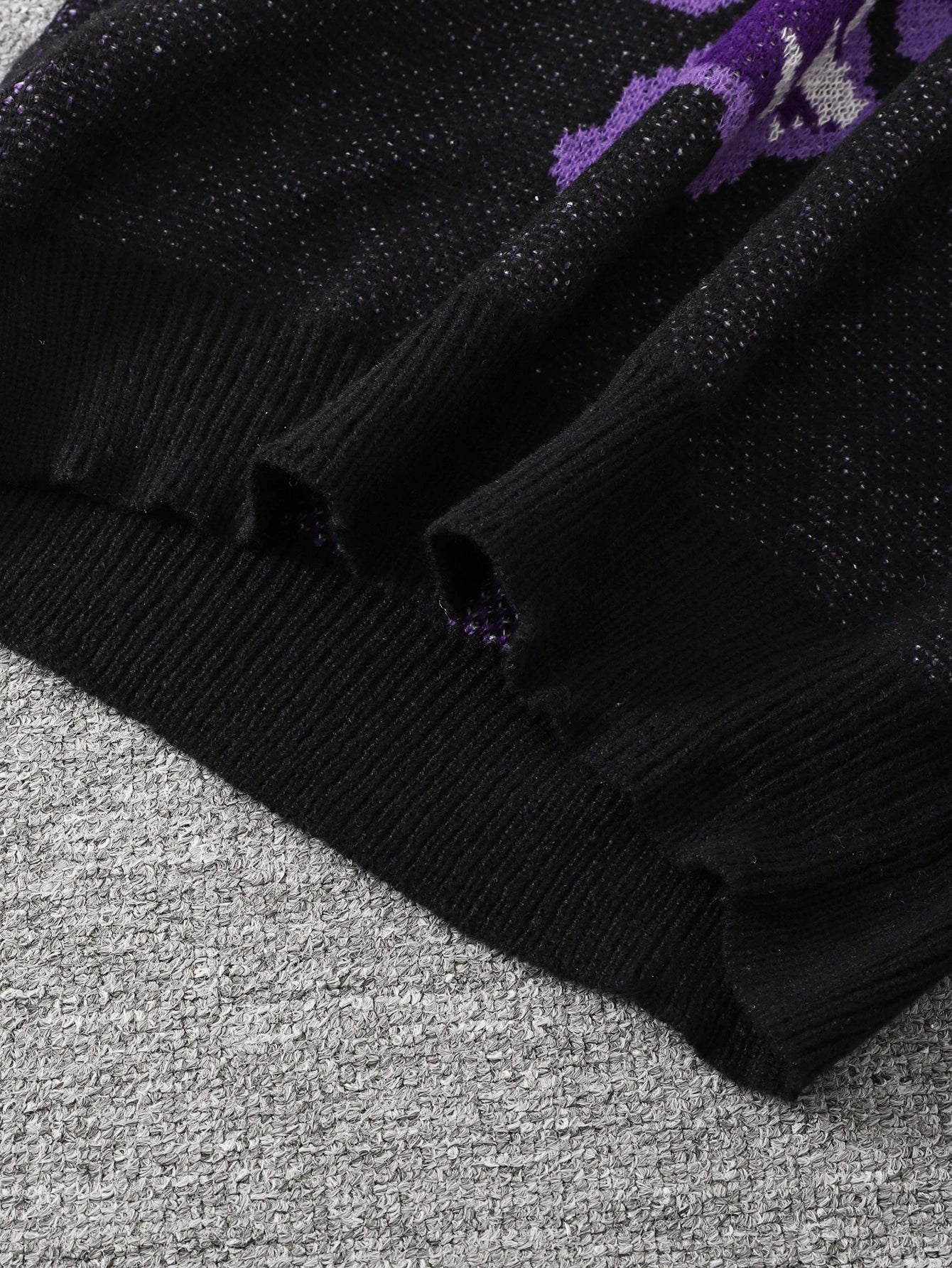 New Popular Spring and Autumn Bone-Shaped Butterfly Jacquard Pattern Pullover Sweater Casual Round Neck Contrast Color Knitted m