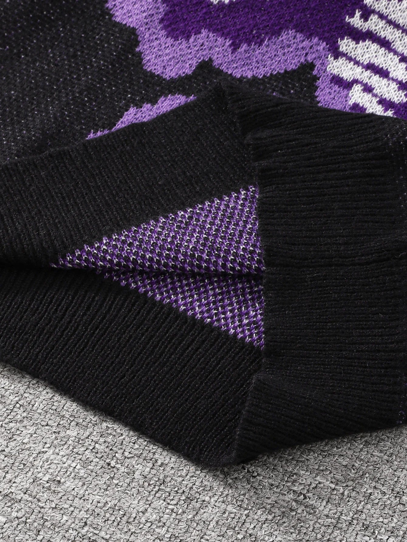 New Popular Spring and Autumn Bone-Shaped Butterfly Jacquard Pattern Pullover Sweater Casual Round Neck Contrast Color Knitted m