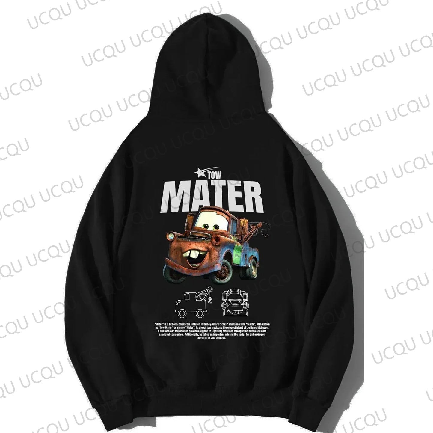 Car series Lightning McQueen and Sally loose hooded sweater - everyday comfortable 2D print streetwear hoodie bape