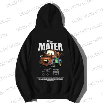 Car series Lightning McQueen and Sally loose hooded sweater - everyday comfortable 2D print streetwear hoodie bape