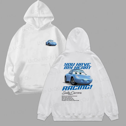 Car series Lightning McQueen and Sally loose hooded sweater - everyday comfortable 2D print streetwear hoodie bape