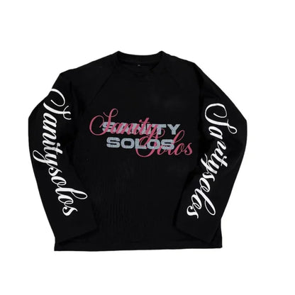 Y2K retro trend punk letter print pattern design fashionable casual men long sleeved high street gothic Harajuku loose pullover