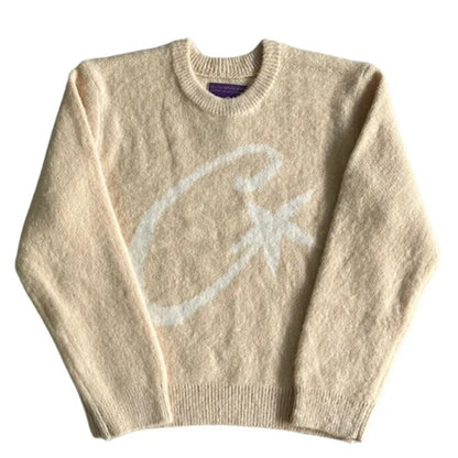 High street Hiphop Y2k Knitted sweater Harajuku Graphic Print Punk Pullover Grunge Rock Goth Oversized Casual Chic Knitt Top EMO