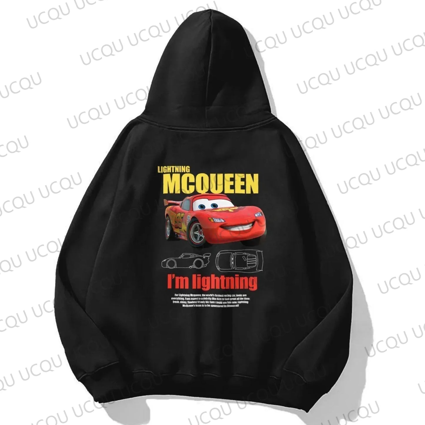 Car series Lightning McQueen and Sally loose hooded sweater - everyday comfortable 2D print streetwear hoodie bape