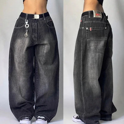 Streetwear New Fashion Oversized Print Baggy Jeans Y2K Harajuku Hip-hop Vintage Pop Gothic High Waist Wide-leg Pants Trousers