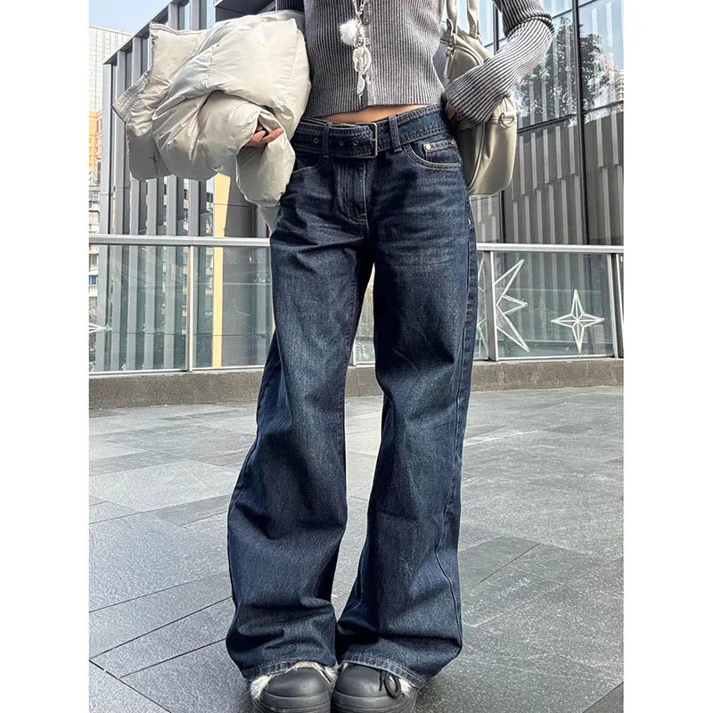 Y2K Baggy Jeans for Women Trendy Low Rise Casual Straight Leg Boyfriend Jeans Denim Pants with Pocket Streetwear