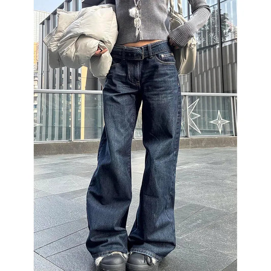 Y2K Baggy Jeans for Women Trendy Low Rise Casual Straight Leg Boyfriend Jeans Denim Pants with Pocket Streetwear