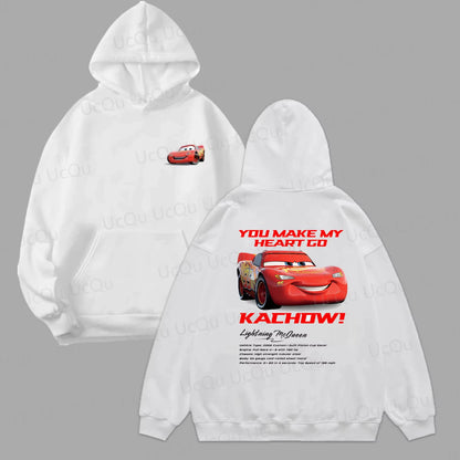 Car series Lightning McQueen and Sally loose hooded sweater - everyday comfortable 2D print streetwear hoodie bape