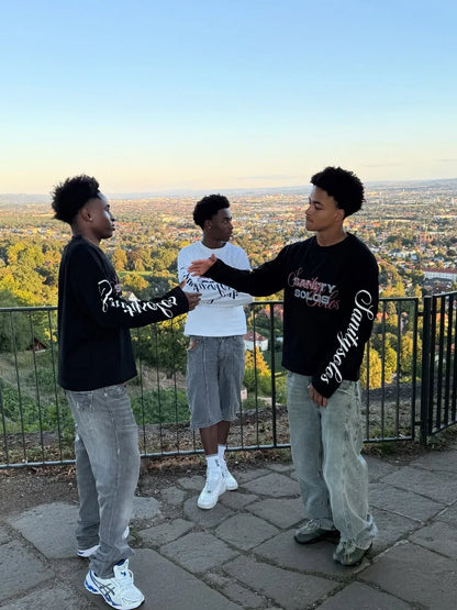 Y2K retro trend punk letter print pattern design fashionable casual men long sleeved high street gothic Harajuku loose pullover