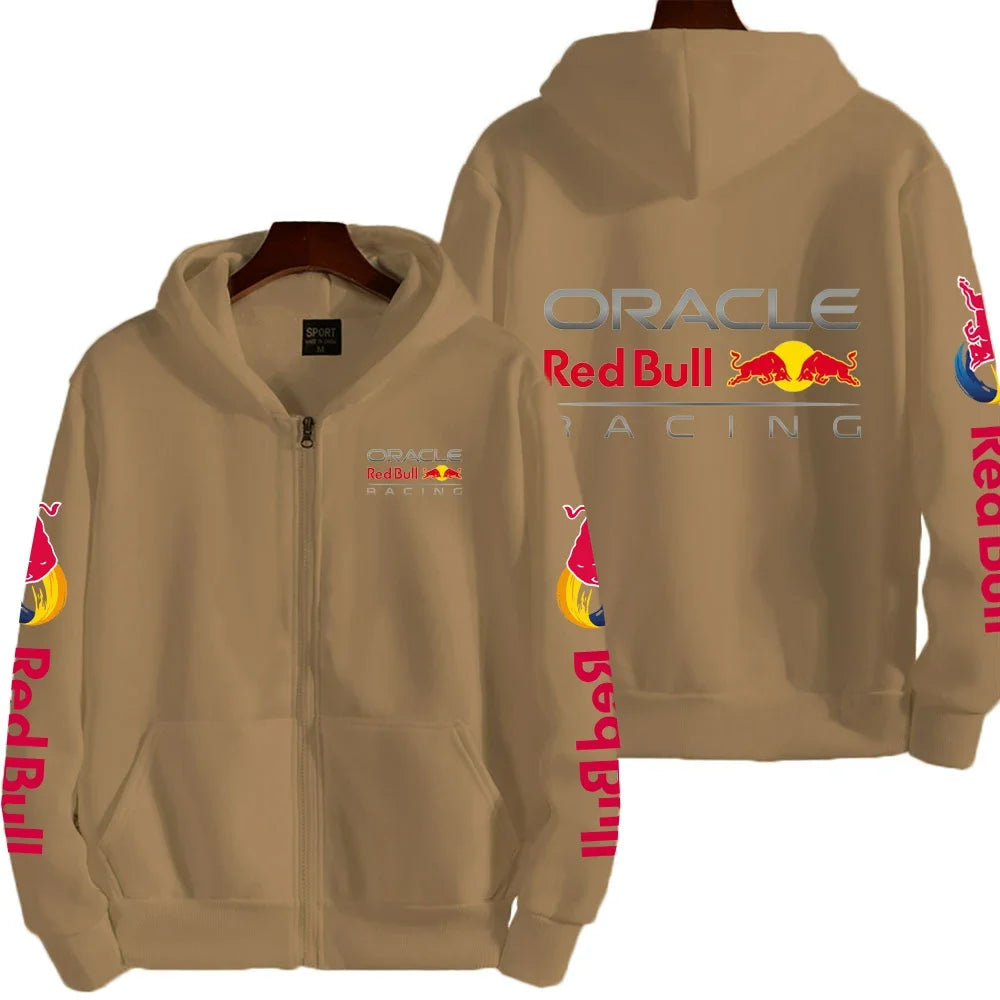 Luxury Brand Red Bull Couple Zipper Hooded Sweatshirt Men's Autumn and Winter Jacket Hoodie Outdoor Racing Extreme Sportswear