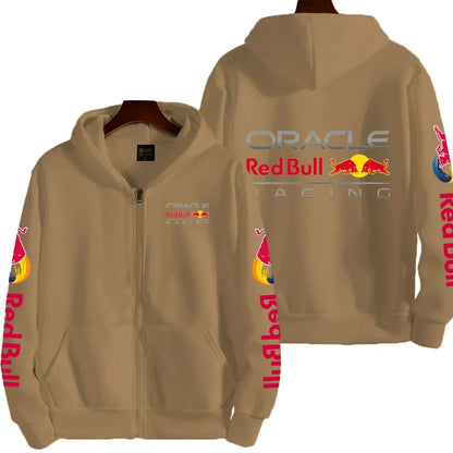 Luxury Brand Red Bull Couple Zipper Hooded Sweatshirt Men's Autumn and Winter Jacket Hoodie Outdoor Racing Extreme Sportswear