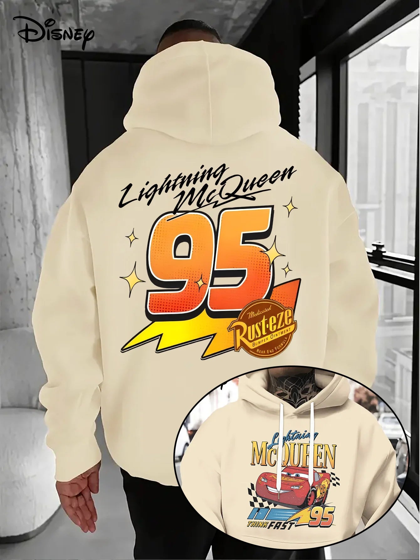 Disney Cars Lightning McQueen Men's Hoodie Autumn Winter Casual Unisex Pullover Sweatshirt Tracksuit Clothing Hoody Oversized