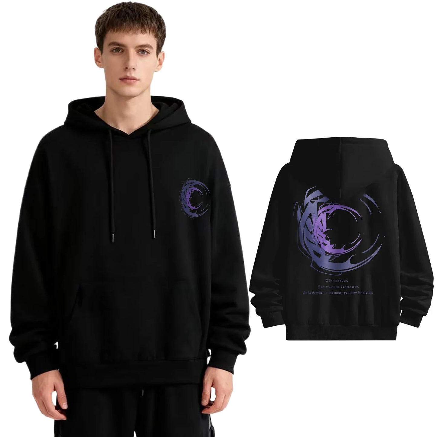 Pullover Men's Hoodie With Backprint Hoodie Hip Hop Hooded Sweat Jacket Vintage Cool Long Sleeve Oversized Sweater Streetwear