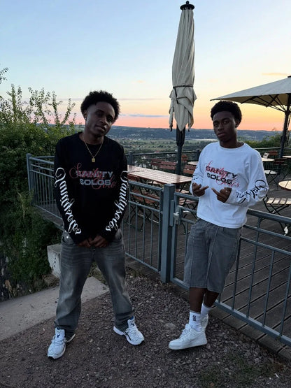 Y2K retro trend punk letter print pattern design fashionable casual men long sleeved high street gothic Harajuku loose pullover