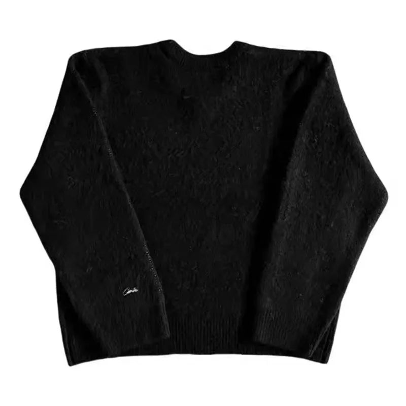 High street Hiphop Y2k Knitted sweater Harajuku Graphic Print Punk Pullover Grunge Rock Goth Oversized Casual Chic Knitt Top EMO