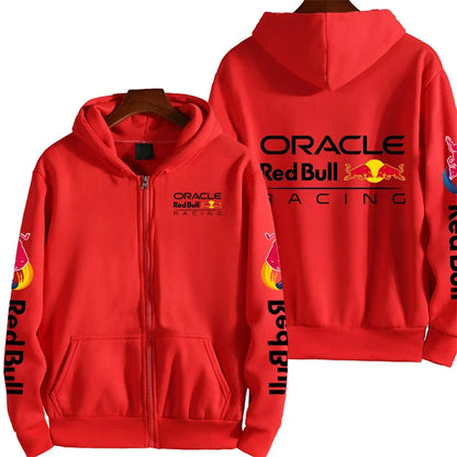 Luxury Brand Red Bull Couple Zipper Hooded Sweatshirt Men's Autumn and Winter Jacket Hoodie Outdoor Racing Extreme Sportswear